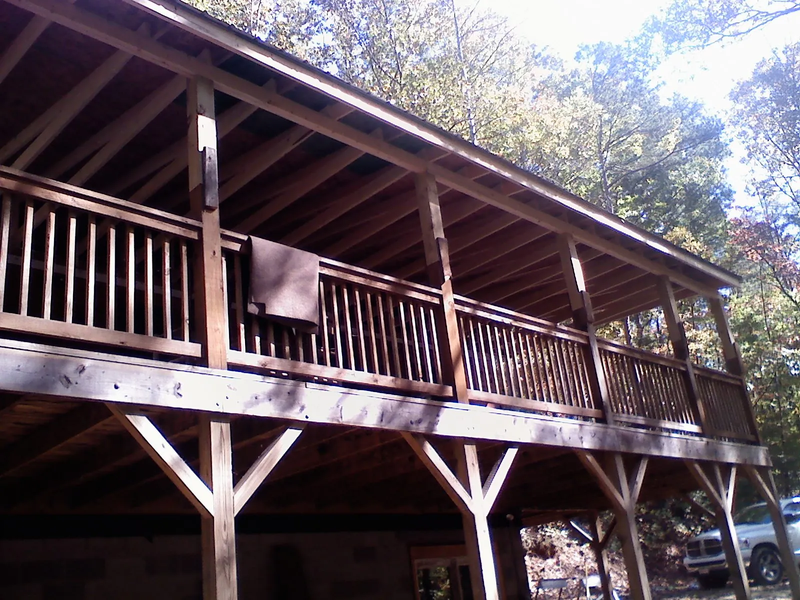 Timber framing under a new elevated porch and deck — Roof Leak Repair in Sunman by Roofing Brothers